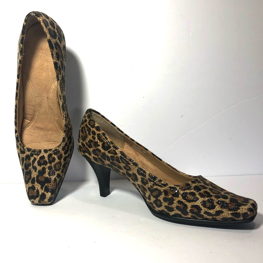 Aerosoles Envy Leopard Cheetah Print Heels Pumps Women’s Size 7 square toe